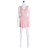 Glinda Pink Short Dress with Bow - Wicked Witch Cosplay Costume for Halloween Party - Coscosmos